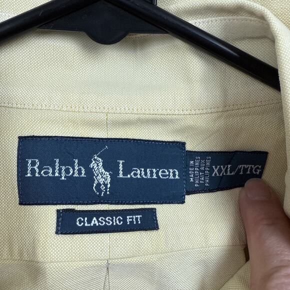 Polo Ralph Lauren Blake Cotton Button Up Shirt Mens Size XXL Yellow Short Sleeve - Picture 8 of 12